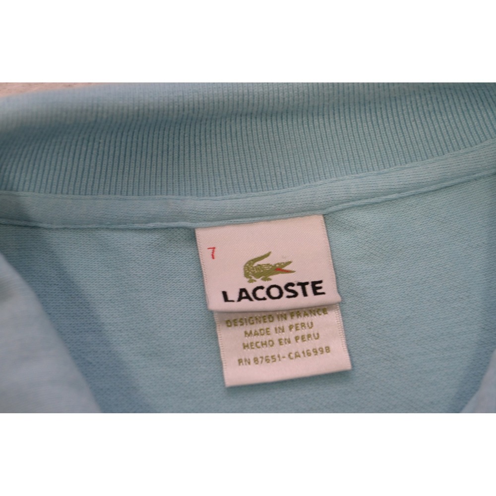 Lacoste Polo Shirt Men Size 7 XL Light Blue Short Sleeve Pique Cotton Excellent - Picture 7 of 12